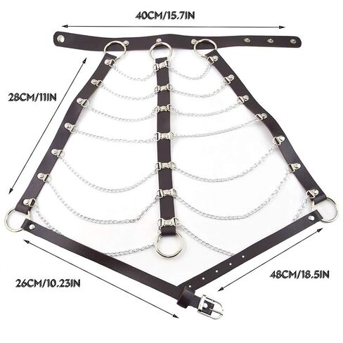 Zoestar Leather Chest Harness Chain Belt Black Fashion Rave Body Accessories for Women in Kuwait