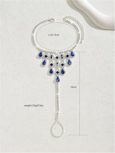 Summer Beach Crystal Drop Anklet Rhinestone Foot Chain Toe Ring Bridal Wedding Rhinestone Barefoot Sandal High Heels Foot Accessories Jewelry for Women in Kuwait