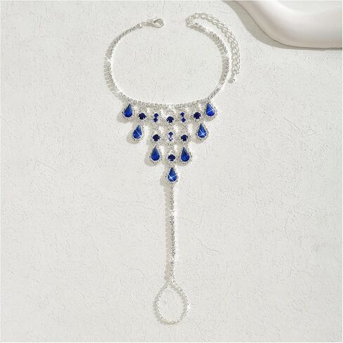 Summer Beach Crystal Drop Anklet Rhinestone Foot Chain Toe Ring Bridal Wedding Rhinestone Barefoot Sandal High Heels Foot Accessories Jewelry for Women in Kuwait