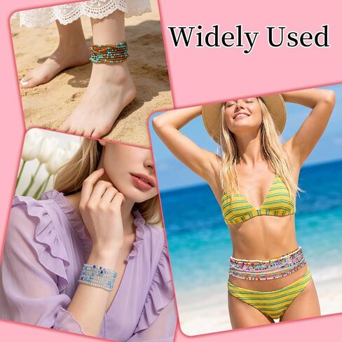 12 Pcs Bohemian Waist Beads Set African Belly Beads Chain 70 Inch Plus Size Body Chain Colorful for Women Summer Beach Bikini Waist Stomach Jewelry DIY Accessories in Kuwait