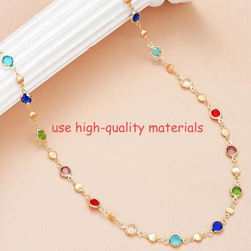 Colorful Body Chain Crystal, Adjustable Reiestone Necklace, Elegant Jewelry Waist Beaded Belt, Layered Metallic Belly Chain in Kuwait