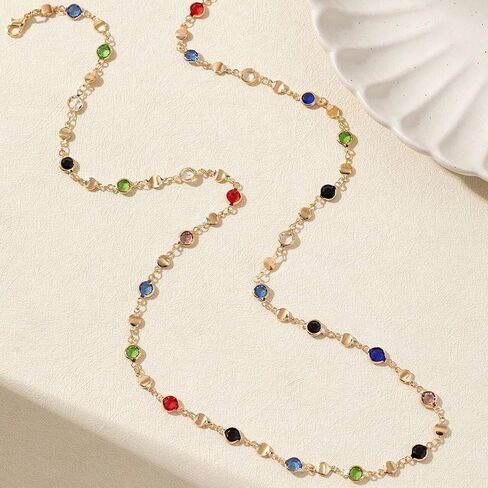 Colorful Body Chain Crystal, Adjustable Reiestone Necklace, Elegant Jewelry Waist Beaded Belt, Layered Metallic Belly Chain in Kuwait