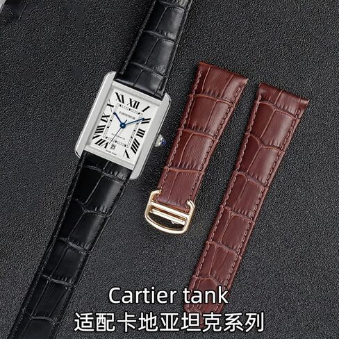 Watch Strap For Cartier Tank Genuine Leather Watch Band Men's Claire Leather Belt London Solo Mechanical Watch Accessories 25mm in Saudi Arabia