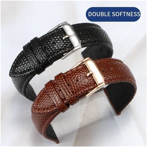 21mm Lizard Pattern Genuine Leather watchband fit for movado/Seagull/Rossini/Rolex Watch(Black M Gold_21x18mm) in Saudi Arabia
