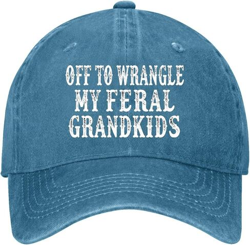 Off to Wrangle My Feral Grandkids Hat for Men Fashion Washed Distressed in Saudi Arabia
