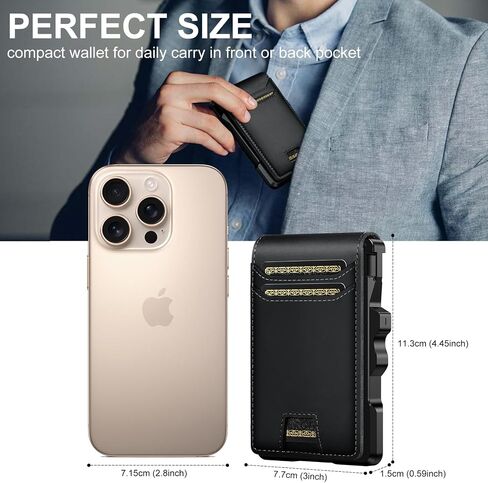 furid Genuine Leather Wallet with Chain: Slim RFID Minimalist Wallets with Money Clip - Smart Pop Up Credit Card Holder for Front Pocket - Gifts for Husband Father on Birthday Anniversary in Saudi Arabia