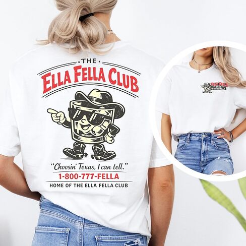 Ella Fella Club T-Shirt, Ellas Fellas Club Shirt, Country Music Fan Tee, Member Since 2023 Shirt, Vintage Western T-Shirt, Concert Outfit, Cowboy Aesthetic Shirt Multicolor in Kuwait
