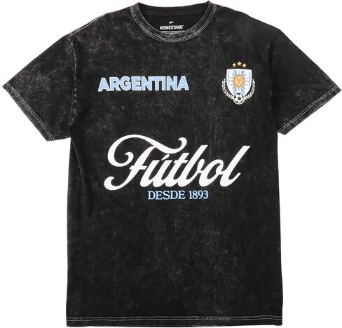 تي شيرت Homestand Argentina Futbol 10 للبالغين باللون الأسود ذو الرقبة الدائرية والأكمام القصيرة in Kuwait