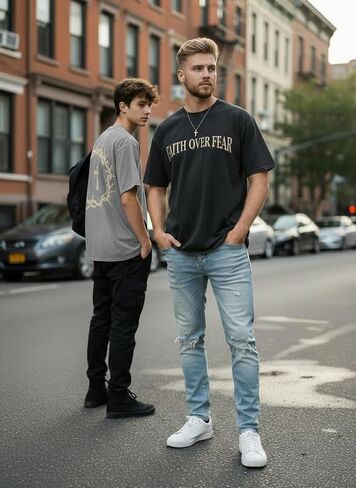 2 Packs Christian T Shirts for Men Oversized Tee Graphic Apparel Acid Washed Baggy Gym Top in Saudi Arabia