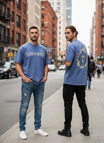 2 Packs Christian T Shirts for Men Oversized Tee Graphic Apparel Acid Washed Baggy Gym Top in Saudi Arabia
