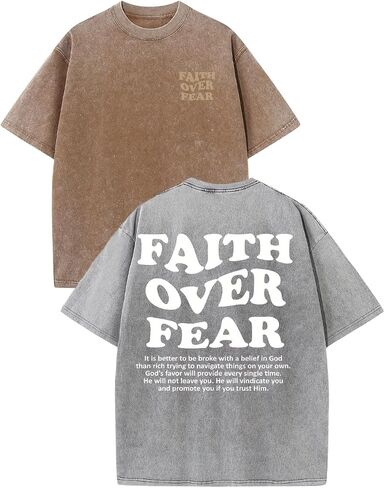 2 Packs Christian T Shirts for Men Oversized Tee Graphic Apparel Acid Washed Baggy Gym Top in Saudi Arabia