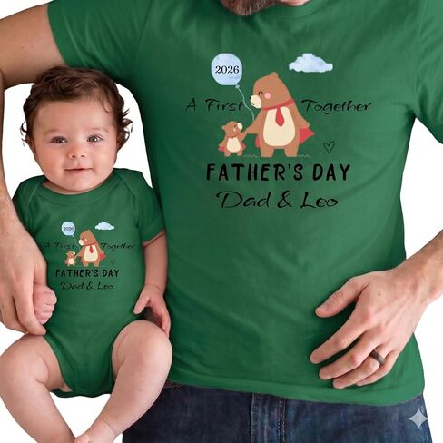 Personalized First Father’s Day Shirt, Custom Dad and Baby Matching Outfit, First Time Dad Gift, New Dad Shirt and Baby Bodysuit, from Son Daughter Baby in Saudi Arabia