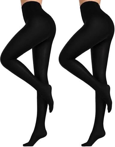 2 Pairs Women's Opaque Black Tights 80D, Control Top Soft Microfiber Compression Pantyhose Stockings For Women in Saudi Arabia