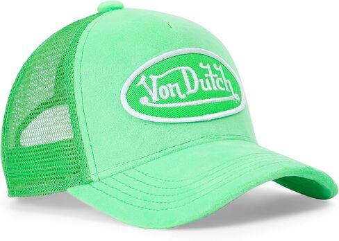 Von Dutch Kids Velvet Trucker Hat | Adjustable Mesh Snapback with Logo Patch & Soft Velvet Front in Kuwait