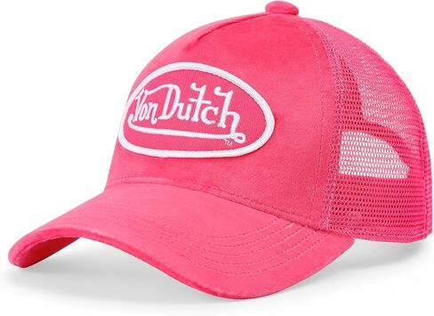 Von Dutch Kids Velvet Trucker Hat | Adjustable Mesh Snapback with Logo Patch & Soft Velvet Front in Kuwait