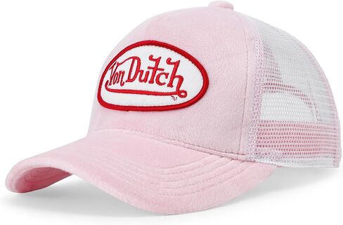 Von Dutch Kids Velvet Trucker Hat | Adjustable Mesh Snapback with Logo Patch & Soft Velvet Front in Kuwait