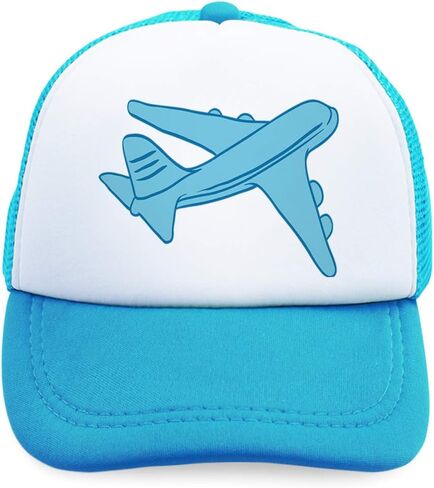 Summer Kids Trucker Hat Airplane B Polyester Boys Girls Sun Toddler Caps Light Blue Design Only Adjustable in Kuwait