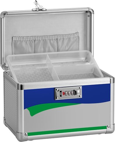 Medicine Storage Box with Code, Empty First Aid Box with Size 10 * 6 * 6.7", Safe Medication Storage Organizer for Home, Outdoor, Dorm- Silver in Saudi Arabia