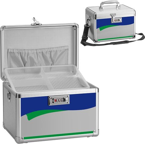 Medicine Storage Box with Code, Empty First Aid Box with Size 10 * 6 * 6.7", Safe Medication Storage Organizer for Home, Outdoor, Dorm- Silver in Saudi Arabia