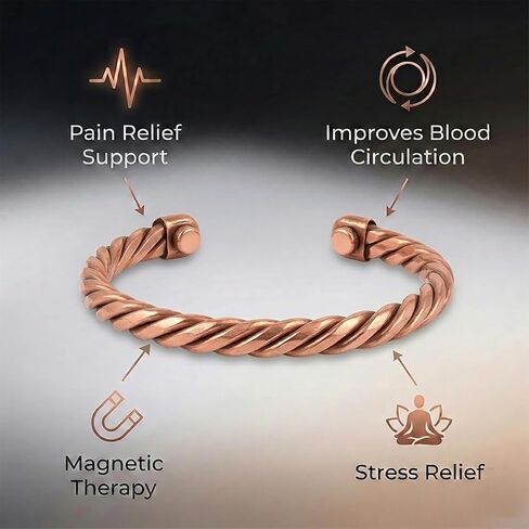 Pure Copper Bracelet for Men & Women - Set of 3 | 99.99% Solid Copper Adjustable Kada Cuff Bangle | Handcrafted Unisex Wristband | Anniversary Birthday Gift in Kuwait