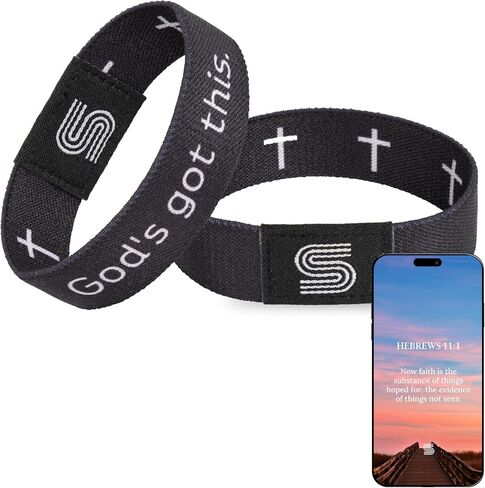 Bible Verse Bracelets Fathers Day Gift For Dad, Daily Scripture Tap Phone Wristbands For Women, Men, Teens, Kids, Christian Religious Gifts For Prayer, Jesus Faith Bracelets (God's got this) in Saudi Arabia