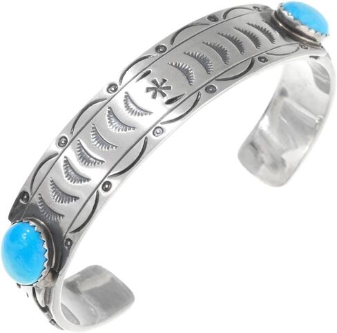 Alltribes Native American Turquoise Hammered Silver Overlaid Matthew McConaughey Sterling Inspired Cuff Bracelet 1743 in Kuwait