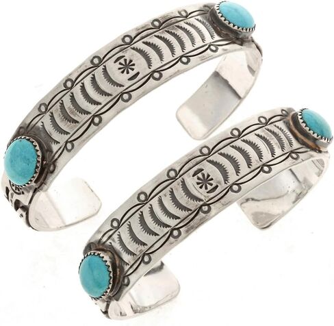 Alltribes Native American Turquoise Hammered Silver Overlaid Matthew McConaughey Sterling Inspired Cuff Bracelet 1743 in Kuwait