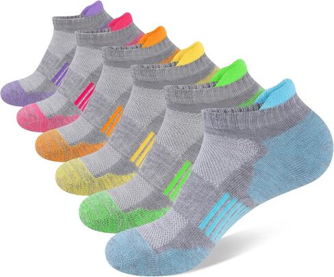 COOVAN Women 6 Pairs Athletic Cushioned Ankle Socks Breathable Low Cut Socks for Women Size 9-11 in Kuwait