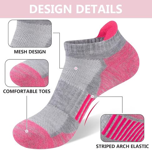 COOVAN Women 6 Pairs Athletic Cushioned Ankle Socks Breathable Low Cut Socks for Women Size 9-11 in Kuwait