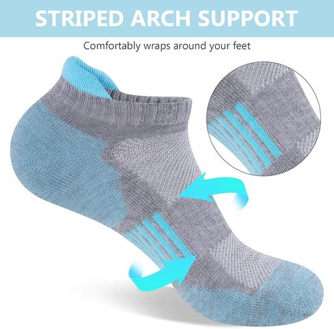 COOVAN Women 6 Pairs Athletic Cushioned Ankle Socks Breathable Low Cut Socks for Women Size 9-11 in Kuwait