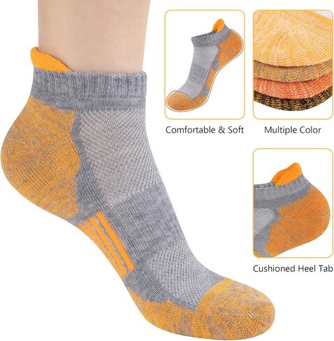 COOVAN Women 6 Pairs Athletic Cushioned Ankle Socks Breathable Low Cut Socks for Women Size 9-11 in Kuwait