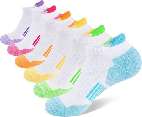 COOVAN Women 6 Pairs Athletic Cushioned Ankle Socks Breathable Low Cut Socks for Women Size 9-11 in Kuwait