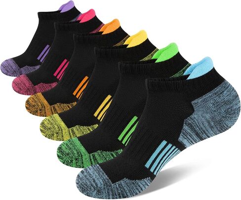 COOVAN Women 6 Pairs Athletic Cushioned Ankle Socks Breathable Low Cut Socks for Women Size 9-11 in Kuwait