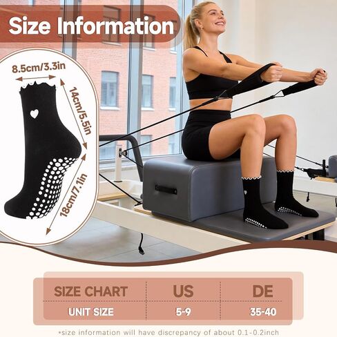 4 pairs Cute Pilates Socks with Grips for Women, Yoga Socks with Bow/Heart Pattern for Ballet Dance Workout in Kuwait