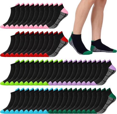 Fourluoo 60 Pairs Ankle Socks for Women Bulk Athletic Cotton Cushioned Running No Show Low Cut Socks for Women Men Sizes 9-13 in Kuwait