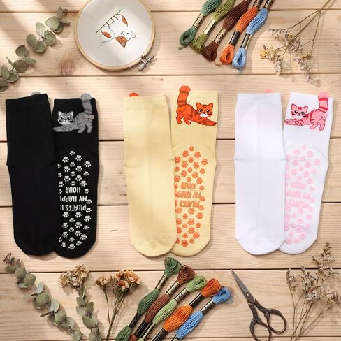 3 Pairs Cute Pilates Socks Women Non Slip Socks with Grips for Yoga Barre Hospital Barefoot Birthday Wedding Gifts in Kuwait