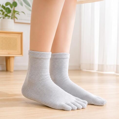 4 Pair Women Toe Socks, Cotton Breathable Compression Crew Five Toe Finger Socks Five Finger Cotton Sock with Toes for Running Daily Yoga Woman Men in Kuwait