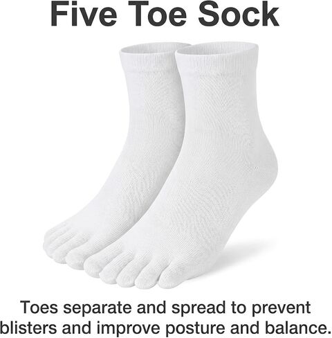 4 Pair Women Toe Socks, Cotton Breathable Compression Crew Five Toe Finger Socks Five Finger Cotton Sock with Toes for Running Daily Yoga Woman Men in Kuwait