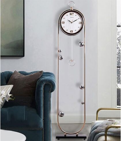 Grandfather Clocks Modern Floor Clock, Gold Plated Standing Clocks Home Decor with Storage Basket, Wine Rack Grandfather Vertical in Saudi Arabia