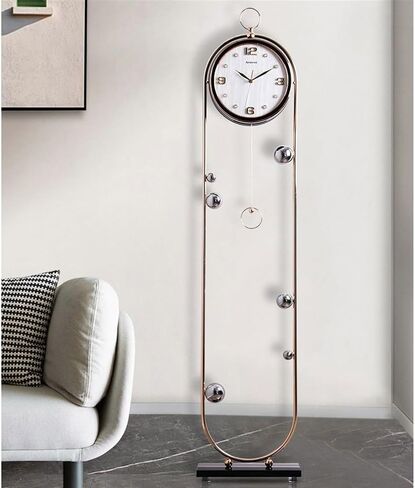 Grandfather Clocks Modern Floor Clock, Gold Plated Standing Clocks Home Decor with Storage Basket, Wine Rack Grandfather Vertical in Saudi Arabia