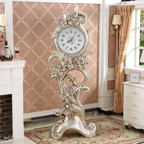 Grandfather Clocks Floor Clock American-Style Living Room Mute Creative Orchid Big Villa Decoration Hall Standing in Saudi Arabia