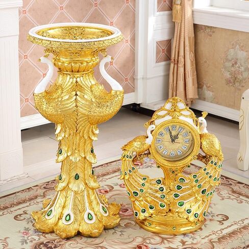 Grandfather Clocks Floor Clock Living Room Modern Peacock Vertical Villa Decoration Hall Retro Mute Luxury Ornaments in Saudi Arabia