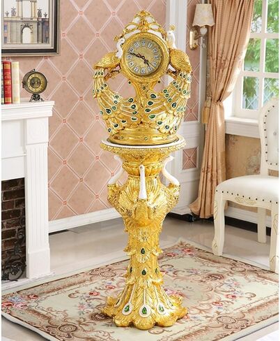 Grandfather Clocks Floor Clock Living Room Modern Peacock Vertical Villa Decoration Hall Retro Mute Luxury Ornaments in Saudi Arabia