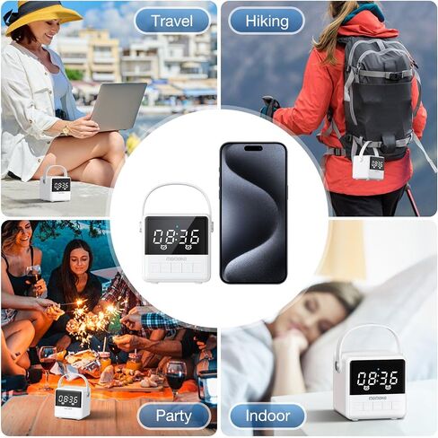Small Portable Bluetooth Speaker, Crystal Clear Sound with LED Time Display, Built-in Mic, Support TWS Pairing and TF Card Slot for Home/Outdoor(Black) in Kuwait