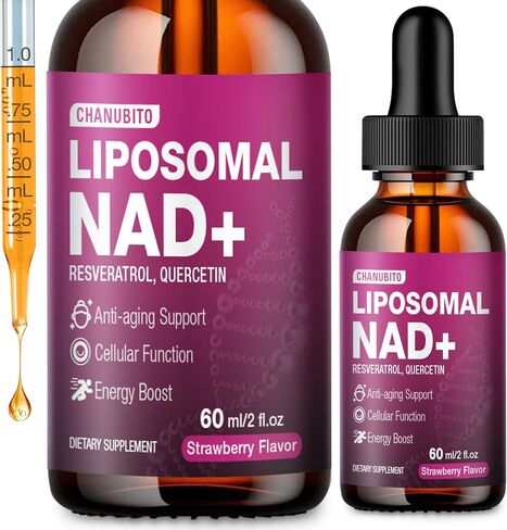 Liposomal NAD+ Liquid Drops with Resveratrol & Quercetin – 1200mg NAD+ Supplement for Anti-Aging, Brain & Cellular Energy – Vegan, Non-GMO, Strawberry Flavor, 2 Fl Oz in Saudi Arabia