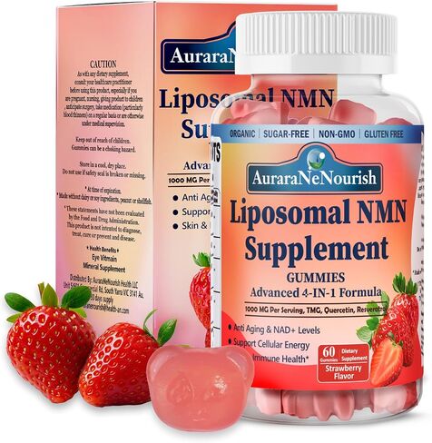 NMN Supplement 1000mg Pure, 4-in-1 Liposomal NMN Resveratrol Supplement Gummies w.Quercetin & TMG, Nicotinamide Mononucleotide NAD+ Precursor for NAD+ Levels, Cellular Energy & Healthy Aging, 60 Count in Saudi Arabia