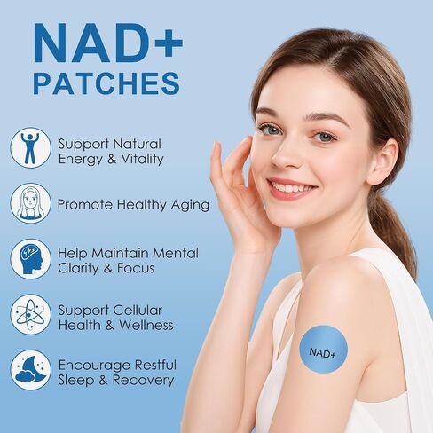 NAD+Patches, 60 Count for Women & Men, Vegan for Energy & Healthy Aging | with CoQ10 & Nicotinamide | Comfortable All-Day Wear Wellness Support (60) in Kuwait