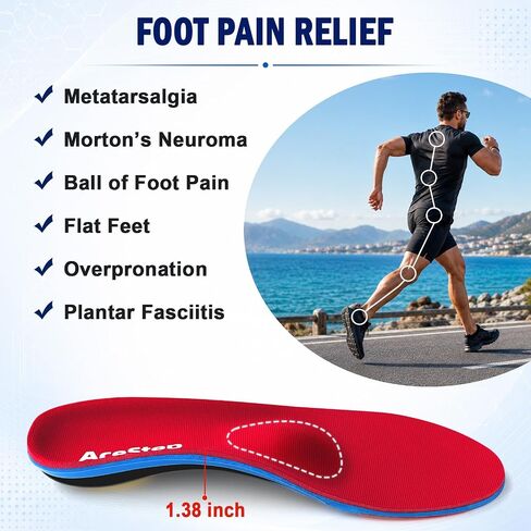 Metatarsalgia Insoles-Shoe Inserts for Morton’s Neuroma, Ball of Foot Pain | Orthotic Arch Support Insoles for Flat Feet, Over Pronation, Plantar Fasciitis Insoles for Men & Women in Kuwait