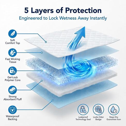 ForPro Basics 5-Layer Leakproof Disposable Underpads, Ultra-Absorbent Incontinence Pads for Babies, Adults, Pets, 30" x 36", 50-Count in Kuwait