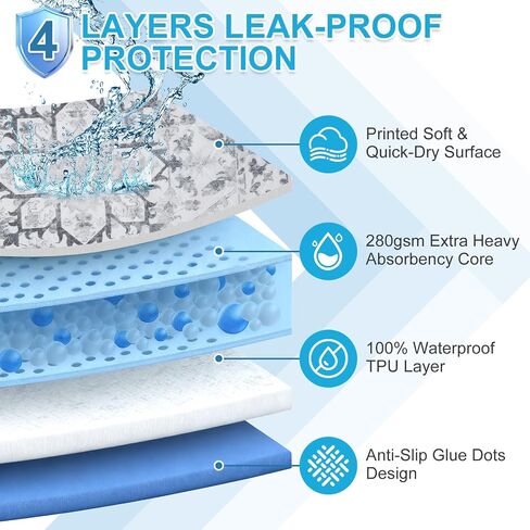 OUTCREATOR® Waterproof Chair Pads for Incontinence 21" x 22" (Pack of 4),Washable Reusable Chair Seat Protector Cover,Non-Slip Absorbent Incontinence Pad for Bed,Car,Wheelchair,Adults,Kids,Pets,Grey in Saudi Arabia
